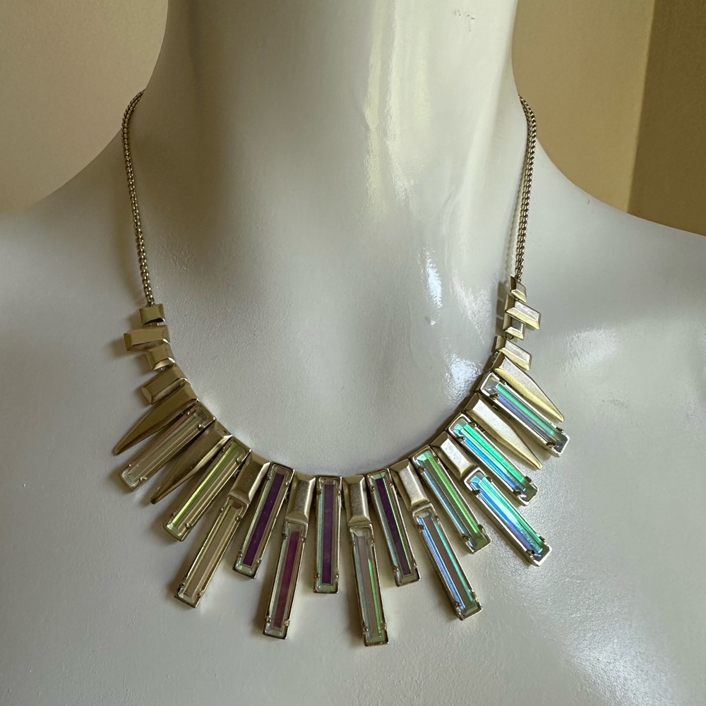 Kendra Scott Iridescent Bar Bib Necklace in Silver Tones